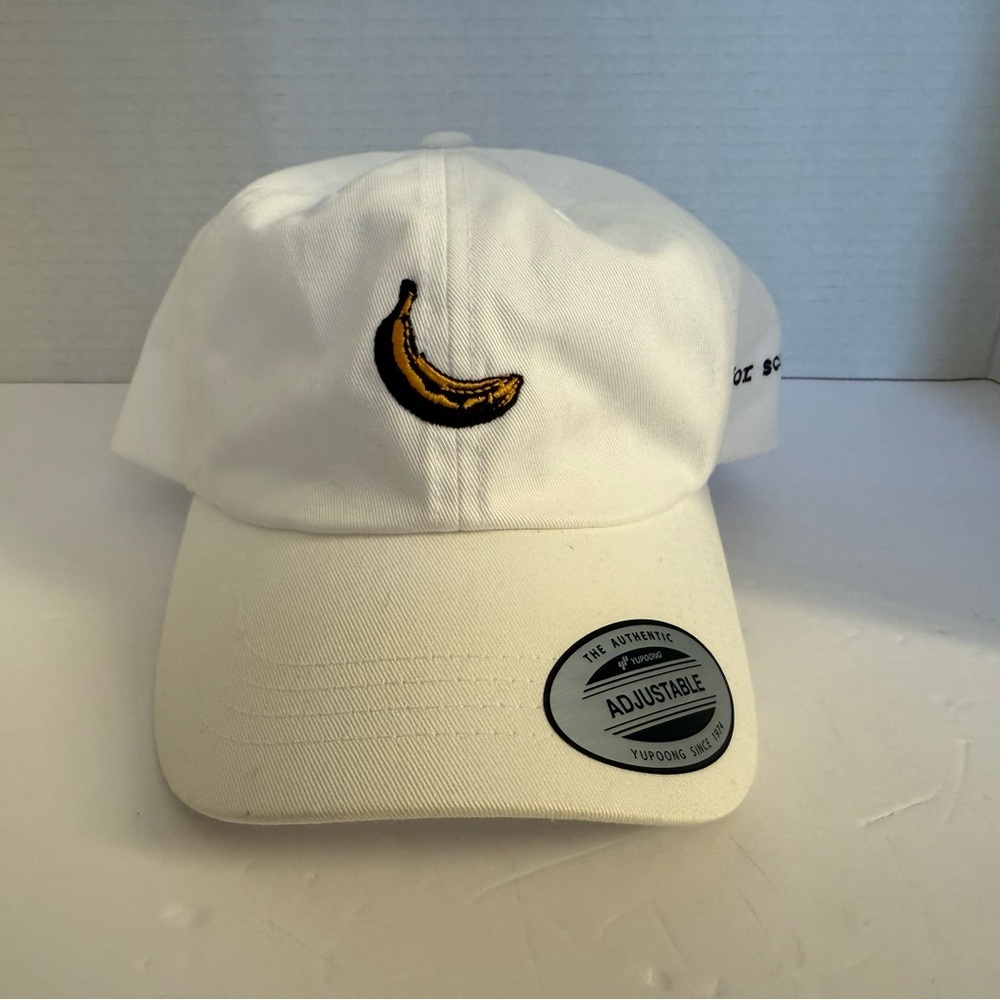 The Classic White Hat with Banana Design